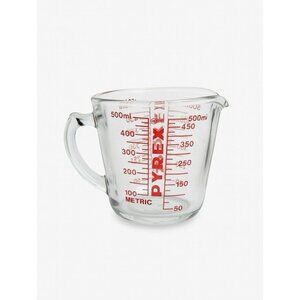 Vintage PYREX 2-Cup Glass Measuring Jug Red Markings Clear Glass Excellent